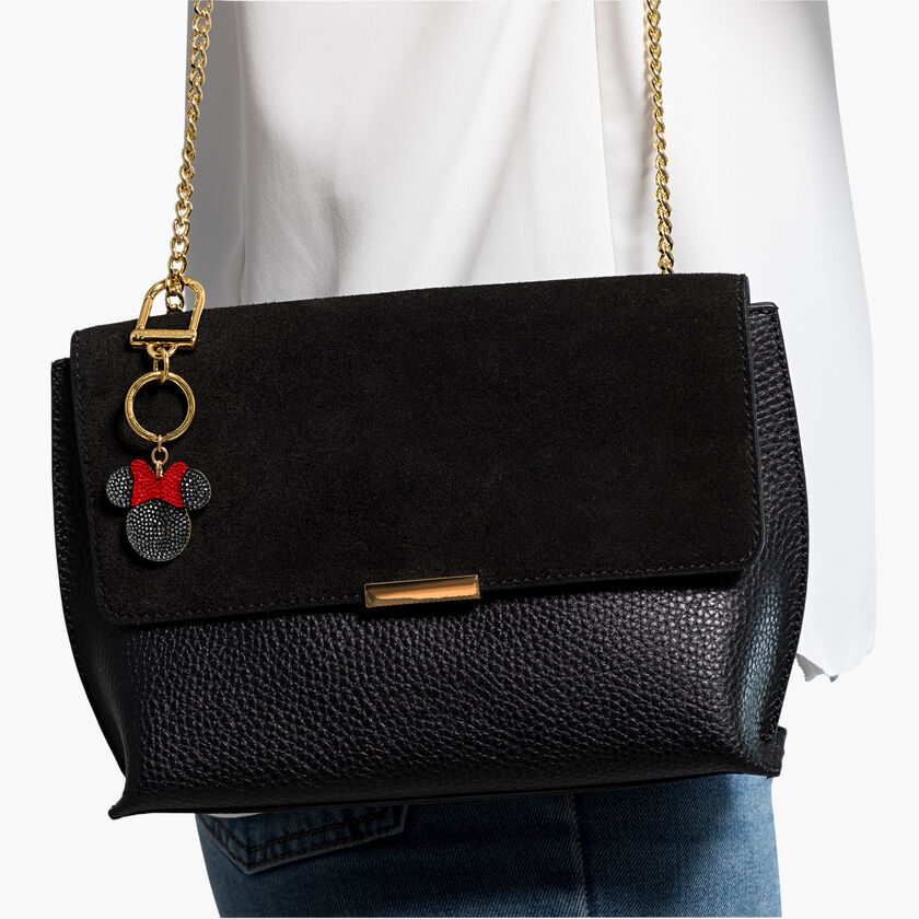 Minnie Bag Charm, Black, Gold-tone plated