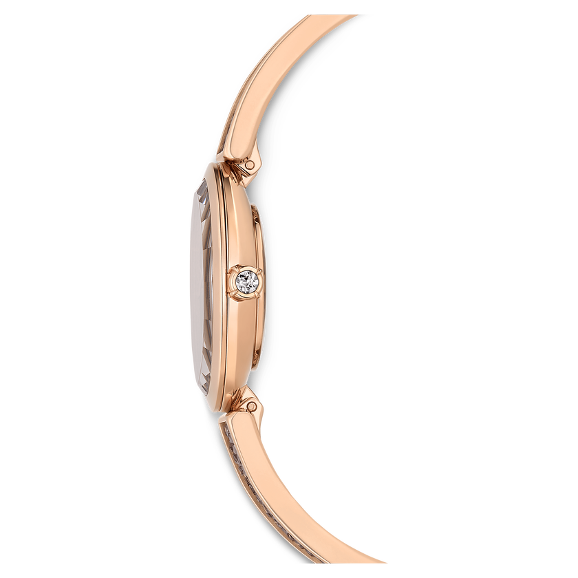 Crystal Rock oval watch, Swiss Made, Crystal bracelet, Gray, Rose