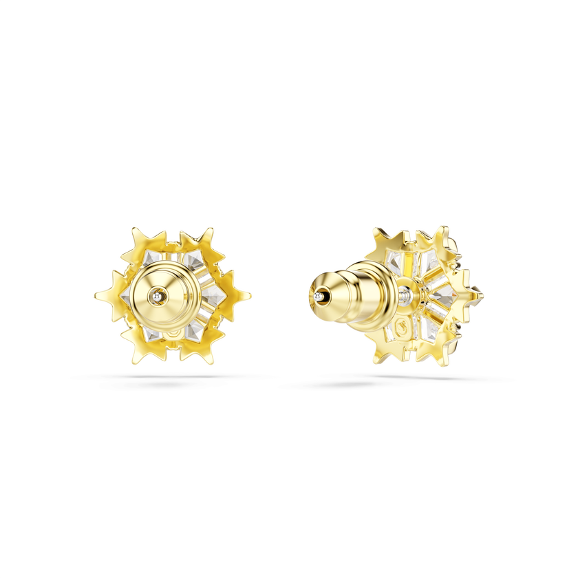 swarovski magic stud earrings  mixed cuts  snowflake  white  18k gold finish