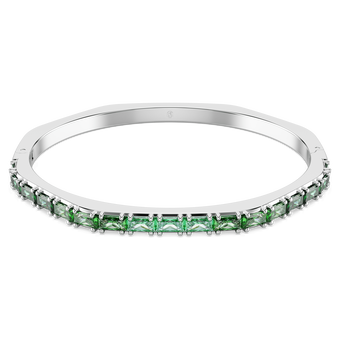 swarovski matrix bangle baguette cut green rhodium plated