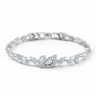 Dancing Swan bracelet, Swan, White, Rhodium plated