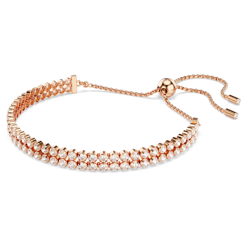 swarovski matrix tennis bracelet  round cut  white  18k rose gold finish