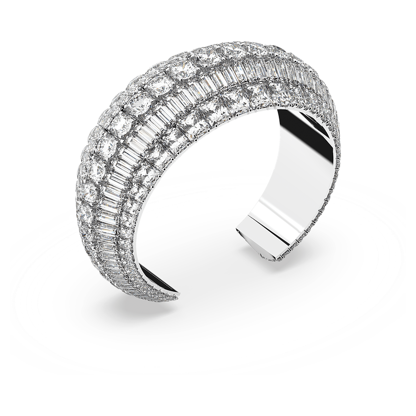 swarovski hyperbola cuff  large  white  rhodium plated