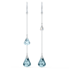 Spirit Hoop Pierced Earrings, Aqua, Rhodium plated