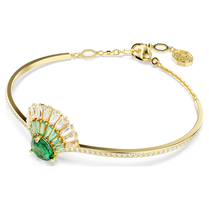 swarovski idyllia bangle  mixed cuts  shell  green  gold tone plated