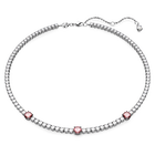 Matrix Tennis necklace, Mixed cuts, Pink, Rhodium plated