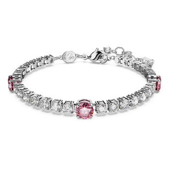 swarovski matrix tennis bracelet  mixed cuts  pink  rhodium plated