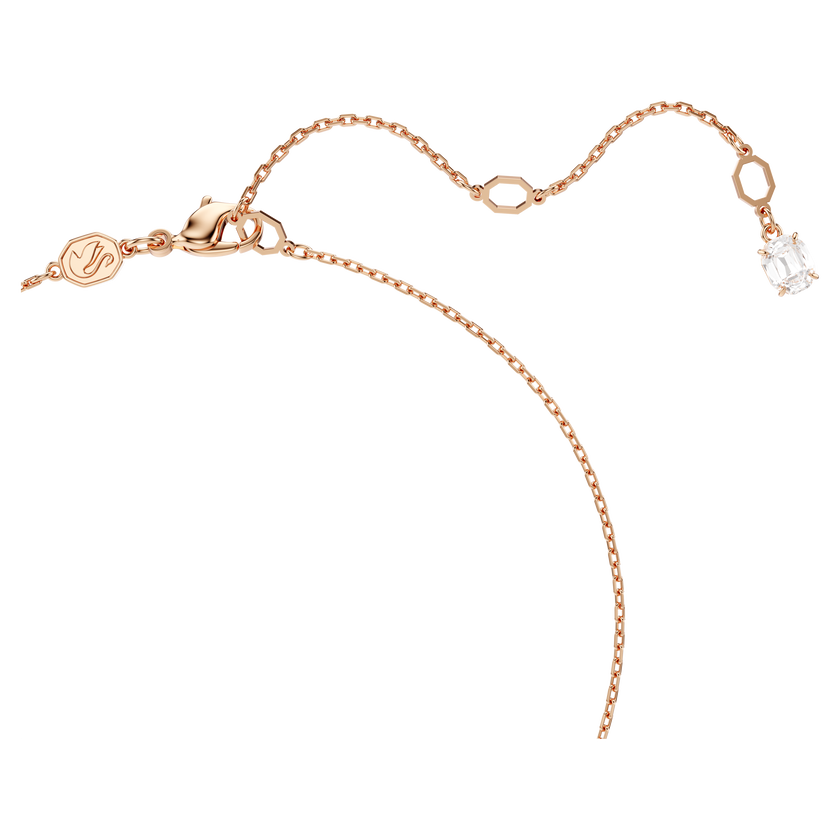 swarovski matrix pendant  crystal pearl  round cut  white  rose gold tone plated