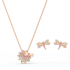swarovski eternal flower set  dragonfly and flower  pink  rose gold tone plated