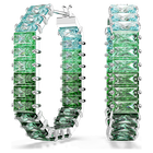 swarovski matrix hoop earrings baguette cut green rhodium plated