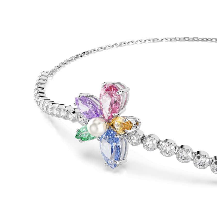 ariana grande x swarovski bracelet  mixed cuts  flower  multicolored  rhodium plated