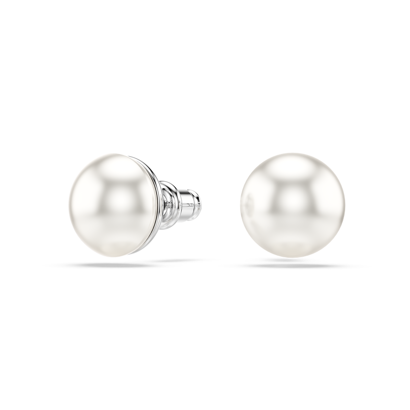 swarovski matrix stud earrings  crystal pearl  white  rhodium plated