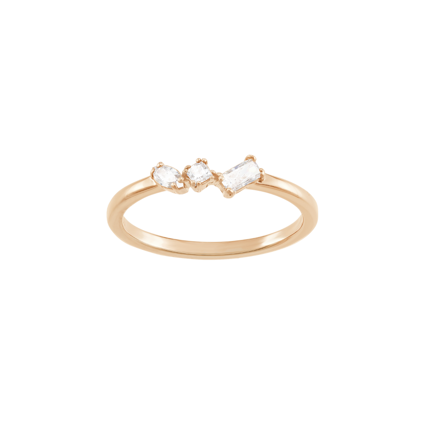 Frisson Ring, White, Rose-gold tone plated