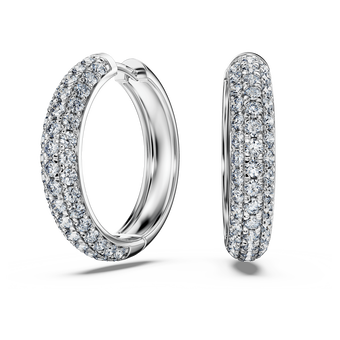 swarovski eternity hoop earrings  laboratory grown diamonds 2 ct tw  18k white gold