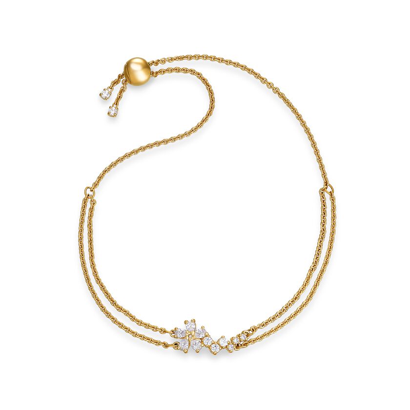 Botanical Bracelet, White, Gold-tone plated