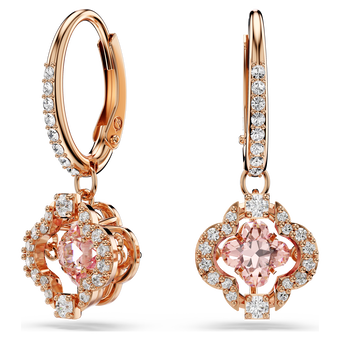 swarovski una drop earrings  clover  pink  18k rose gold finish