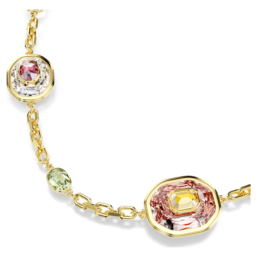 swarovski chroma strandage  octagon cut  multicolored  gold tone plated
