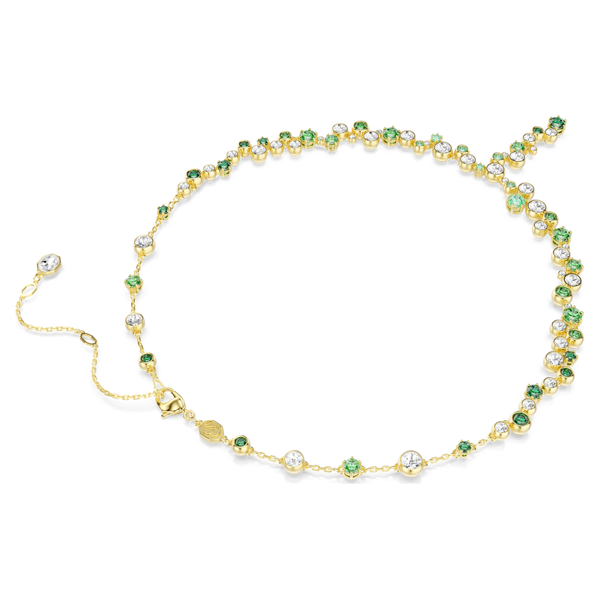 swarovski constella y necklace  mixed cuts  green  gold tone plated