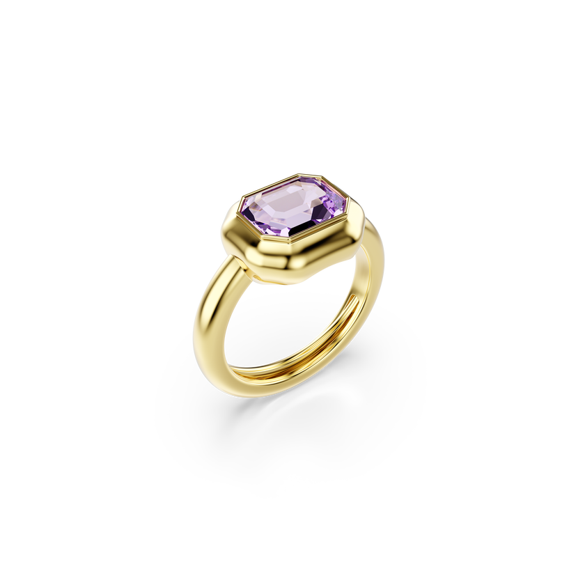 swarovski gema motif ring  set  3   multicolored  gold tone plated