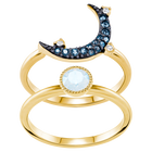 Duo Moon Ring, Teal, Mixed Plating