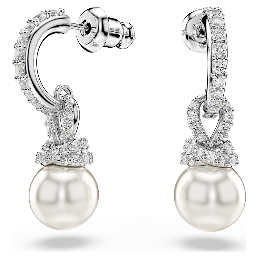 swarovski originally set  pav   crystal pearl  white  rhodium plated