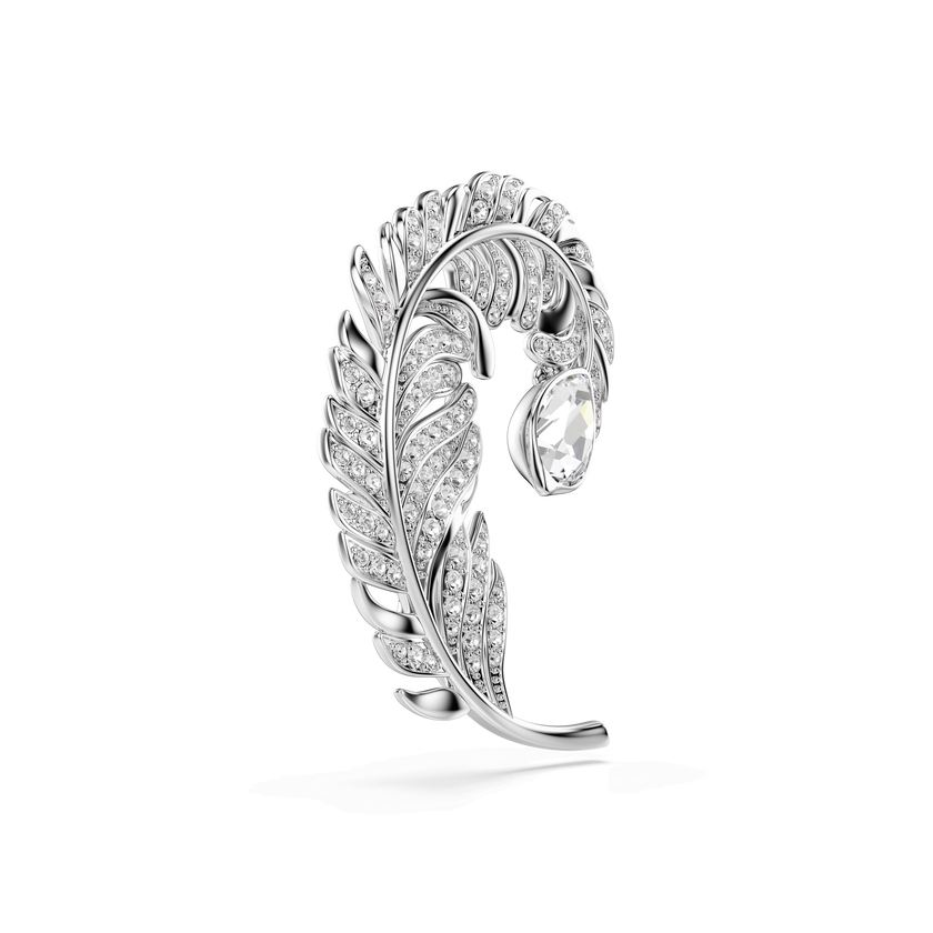 swarovski idyllia brooch  mixed cuts  feather  rhodium plated
