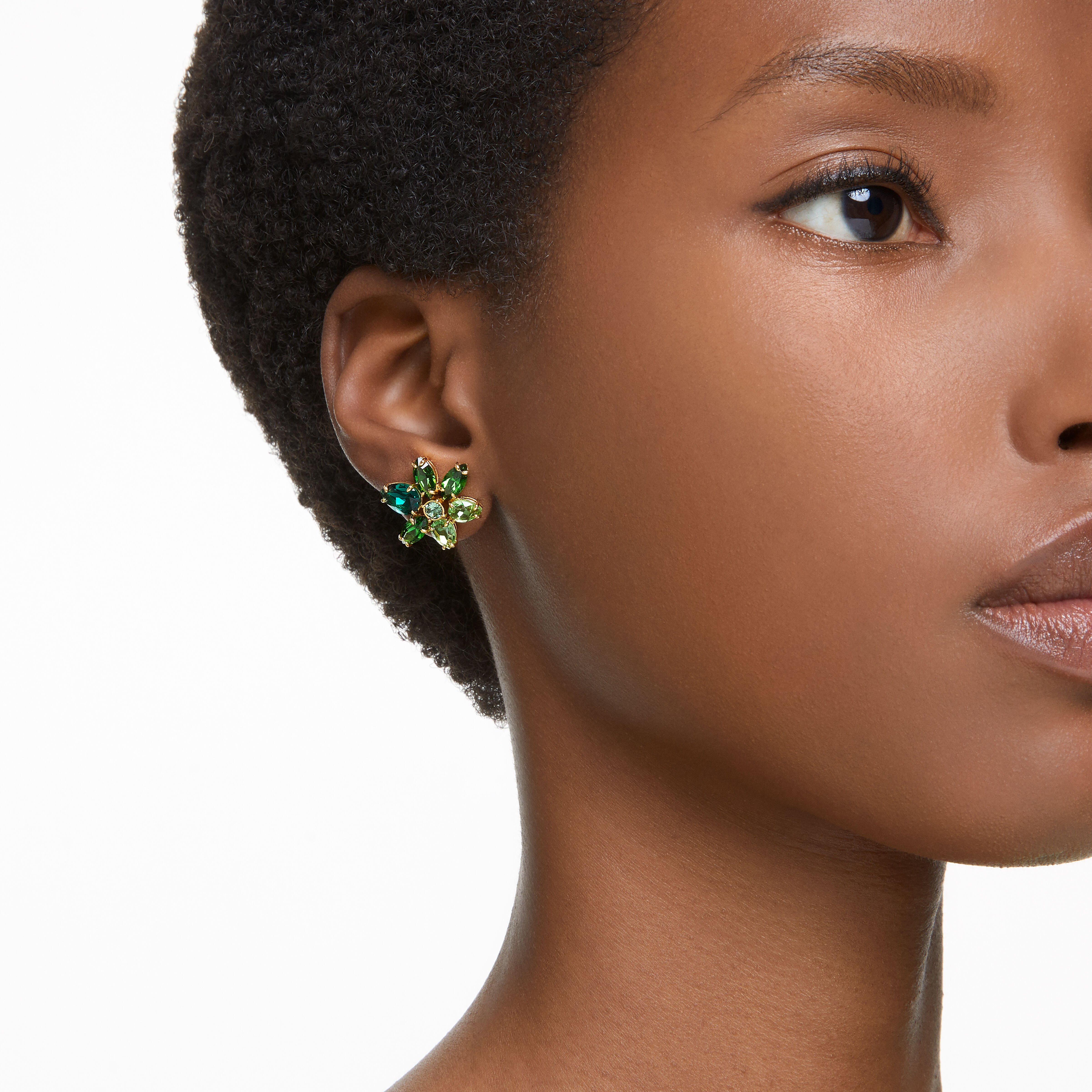Green and sale gold stud earrings