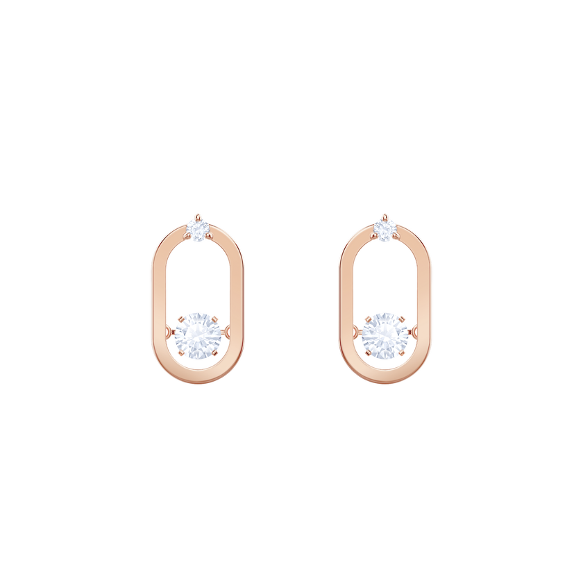 North Pierced Earrings, White, Rose gold plating