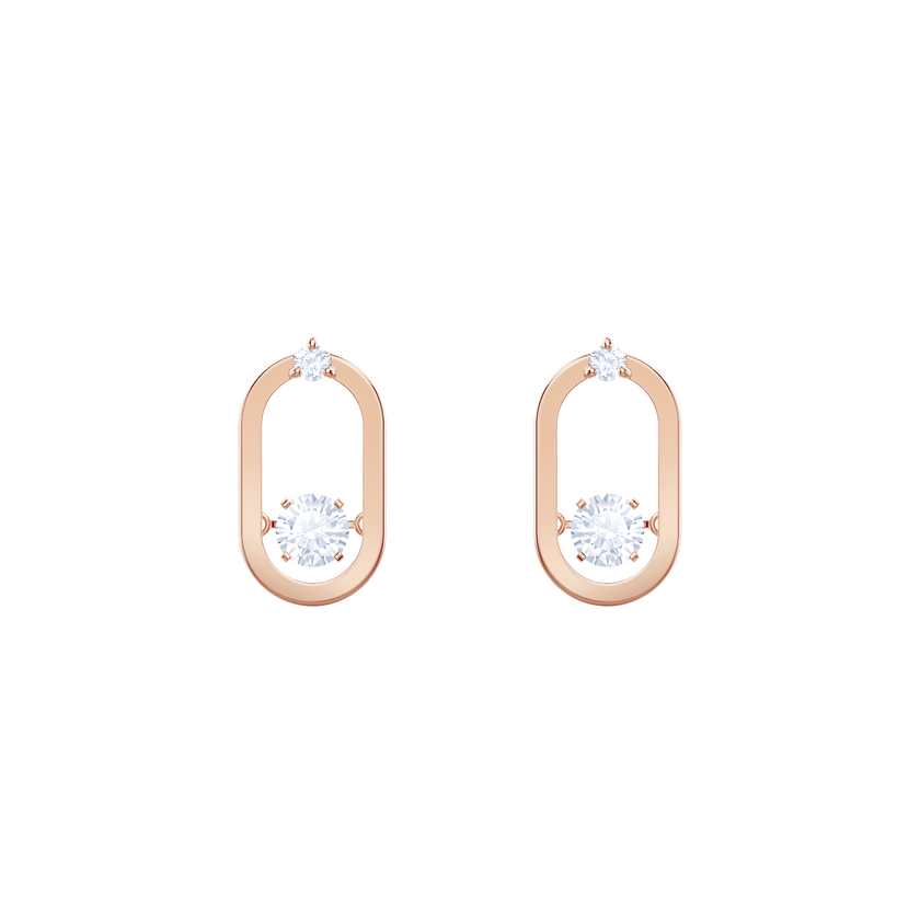 North Pierced Earrings, White, Rose gold plating