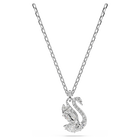 swarovski swan pendant  mixed cuts  swan  white  rhodium plated