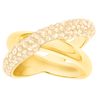Crystaldust Cross Ring, Golden, Gold-tone plated