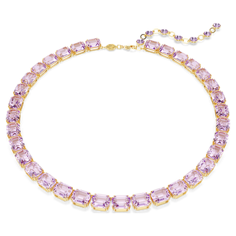 swarovski millenia tennis necklace octagon cut purple gold tone plated