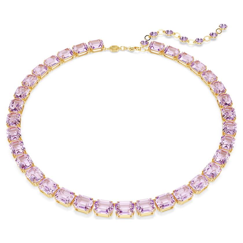 swarovski millenia tennis necklace  octagon cut  purple  gold tone plated