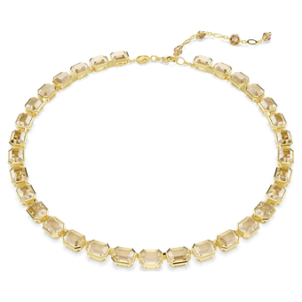 swarovski millenia tennis necklace octagon cut yellow gold tone plated