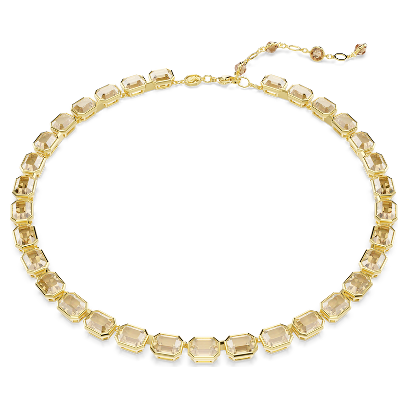 swarovski millenia tennis necklace  octagon cut  yellow  gold tone plated