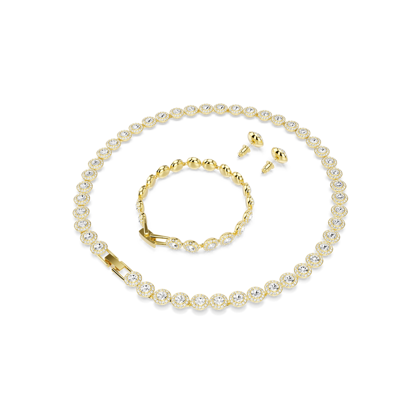 swarovski una angelic set  set  3   round cut  white  gold tone plated