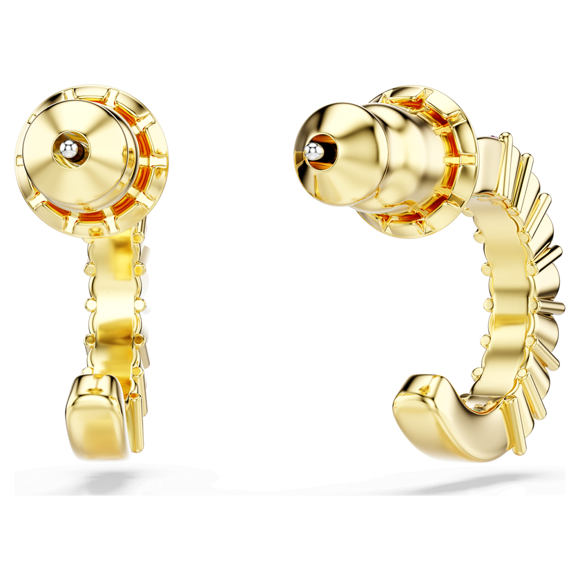 swarovski mini hoop earrings  round cut  pink  18k gold finish