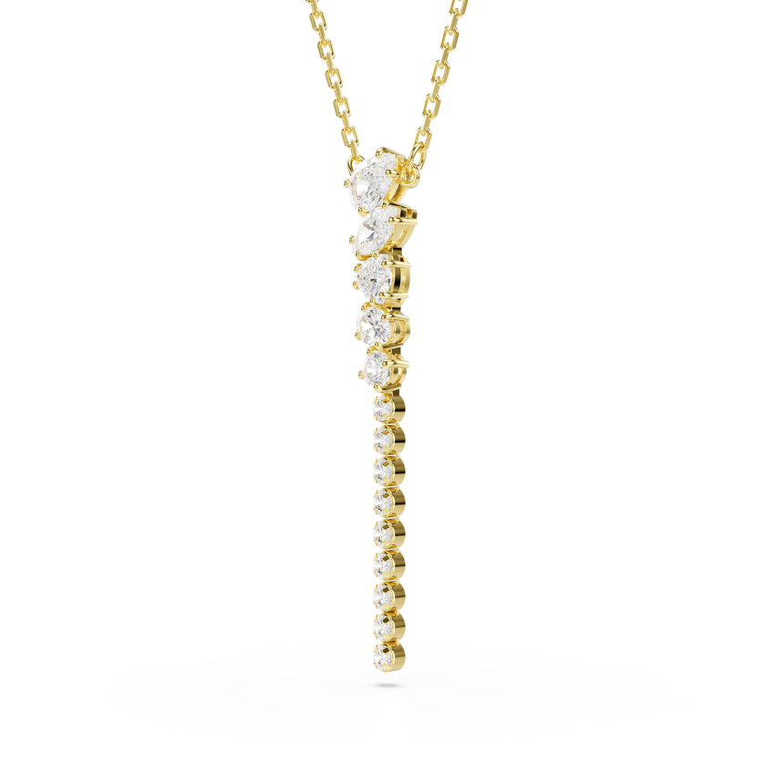 swarovski mesmera y necklace  mixed cuts  white  18k gold finish