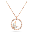 Dellium necklace, Circle, Bamboo, White, Rose gold-tone plated
