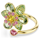 swarovski idyllia open ring mixed cuts flower green gold tone plated