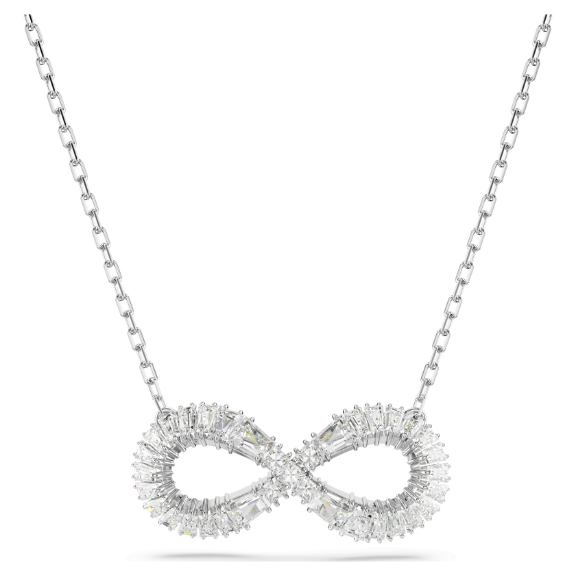 swarovski hyperbola pendant  infinity  white  rhodium plated