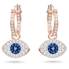 swarovski symbolica hoop earrings evil eye blue rose gold tone plated