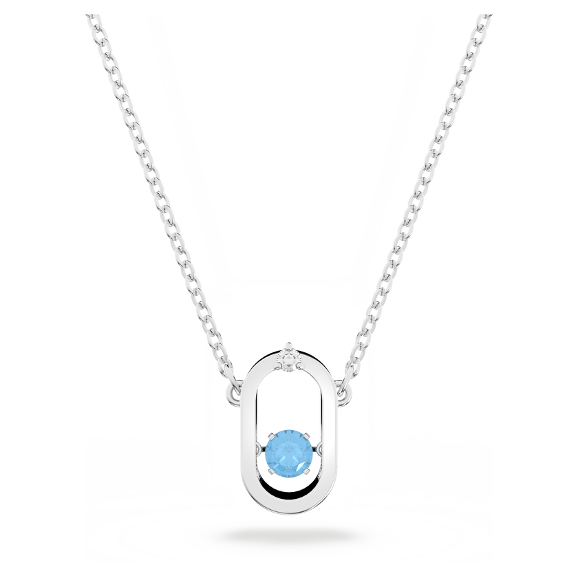 swarovski sparkling dance necklace  round cut  oval shape  blue  rhodium plated