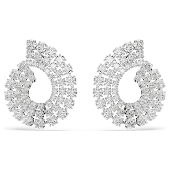 swarovski matrix hoop earrings mixed round cuts white rhodium plated