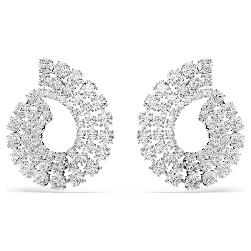 swarovski matrix hoop earrings  mixed round cuts  white  rhodium plated