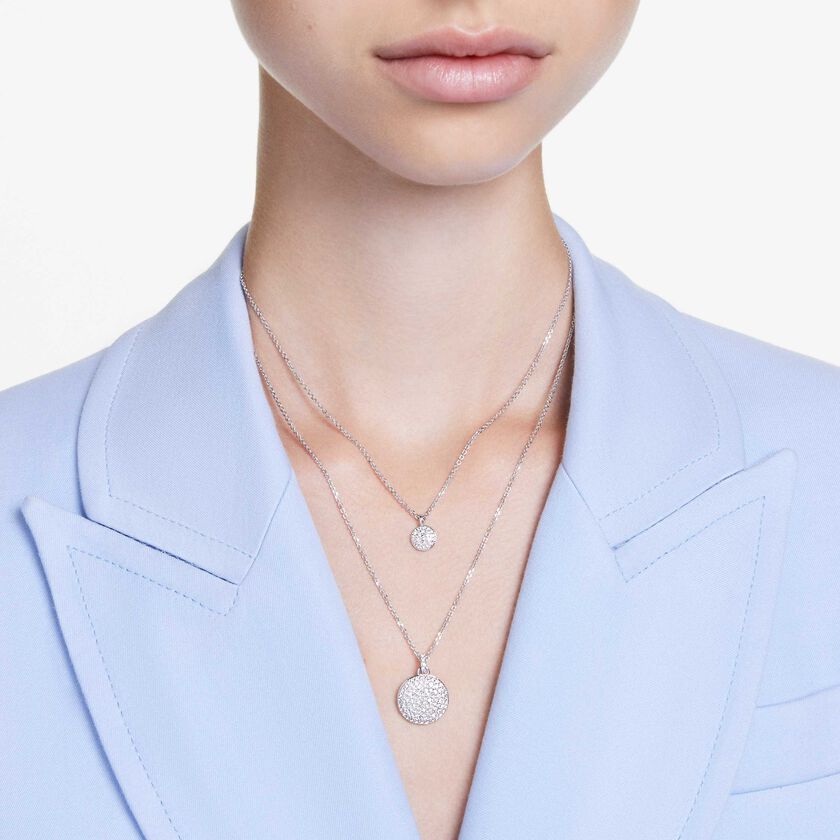 swarovski sublima layered pendant  white  rhodium plated