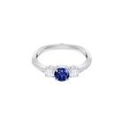 Attract Trilogy Round Ring, Blue, Rhodium Plating