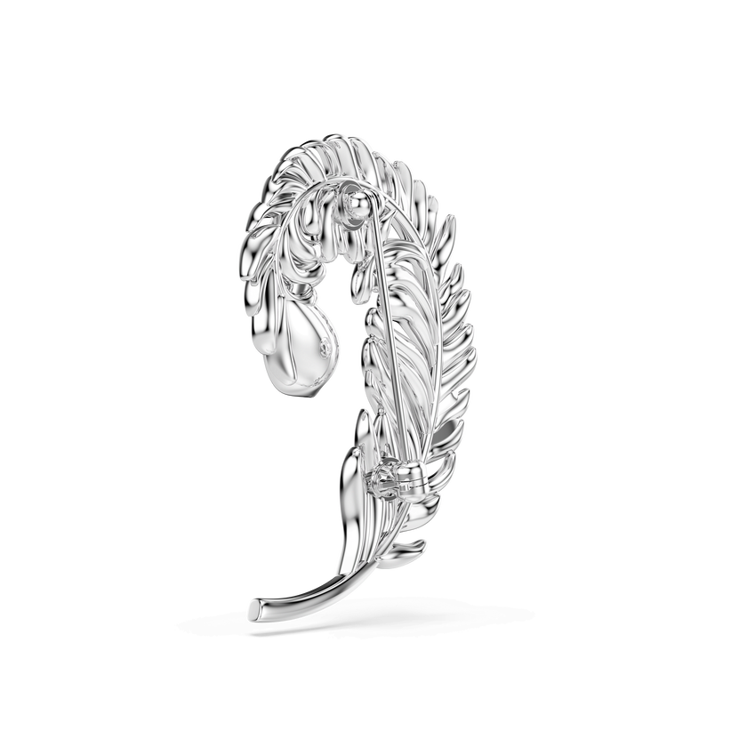 swarovski idyllia brooch  mixed cuts  feather  rhodium plated