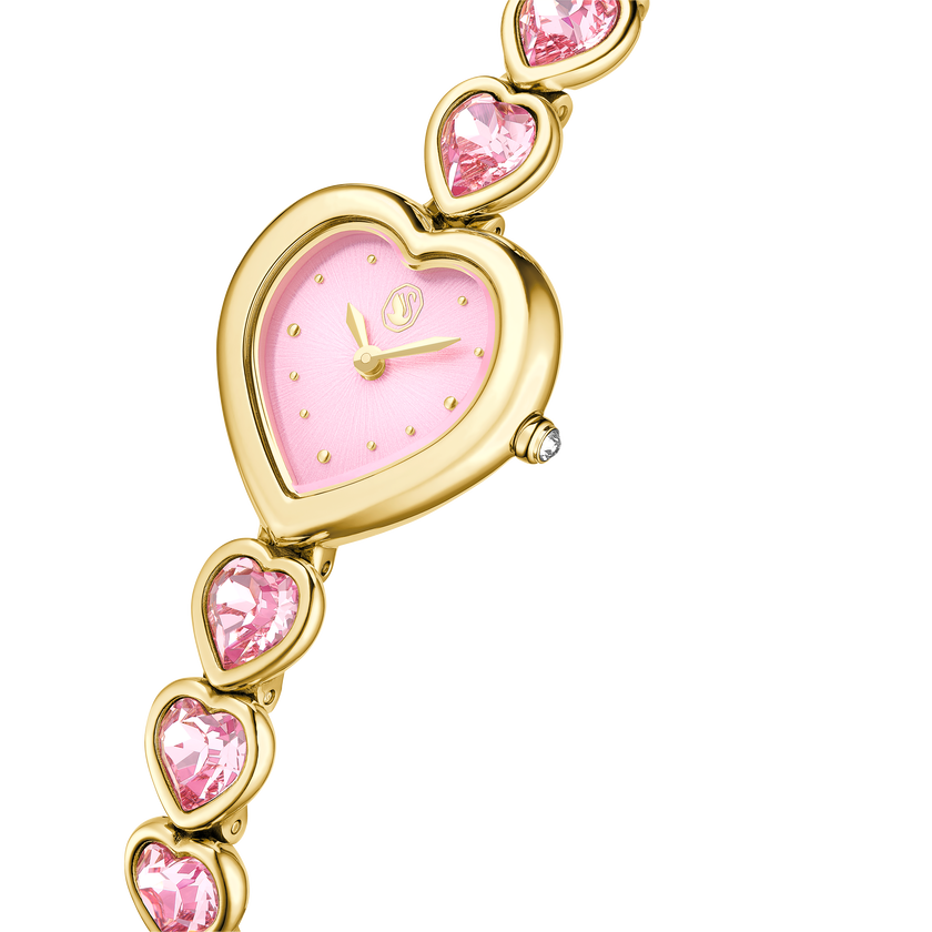 swarovski idyllia heart watch  crystal bracelet  pink  gold tone finish