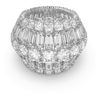 Hyperbola cocktail ring, Large, White, Rhodium plated